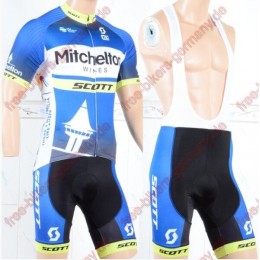 Profiteam 2018 Mitchelton Scott blau Radbekleidung Satz Trikot Kurzarm+Trägerh Radtrikot Kaufen
