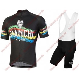 Profiteam 2018 Bianchi Milano Misegna schwarz Radbekleidung Satz Trikot Kurzarm+Trägerhosen Sets Radtrikot Kaufen