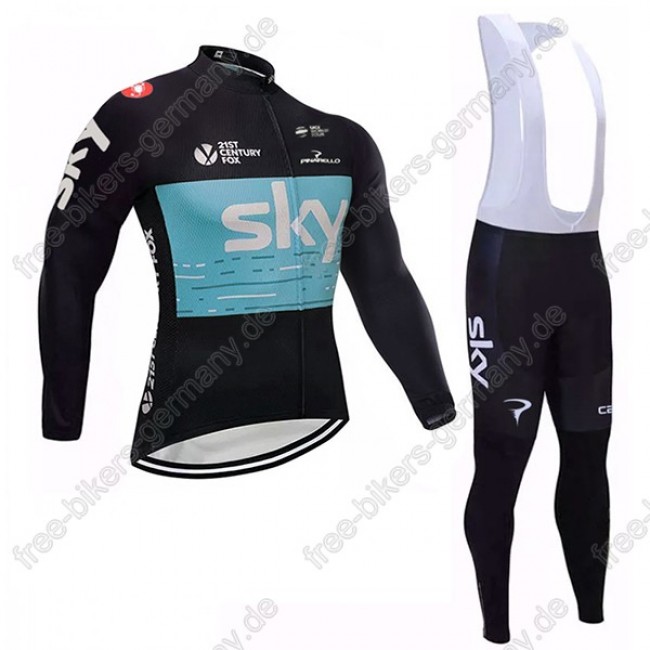 Sky schwarz blau Fahrradbekleidung Trikot Langarm+Lang Trägerh Radtrikot Kaufen Sky schwarz blau Fahrradbekleidung Trikot Langarm+Lang Trägerh Radtrikot Kaufen
