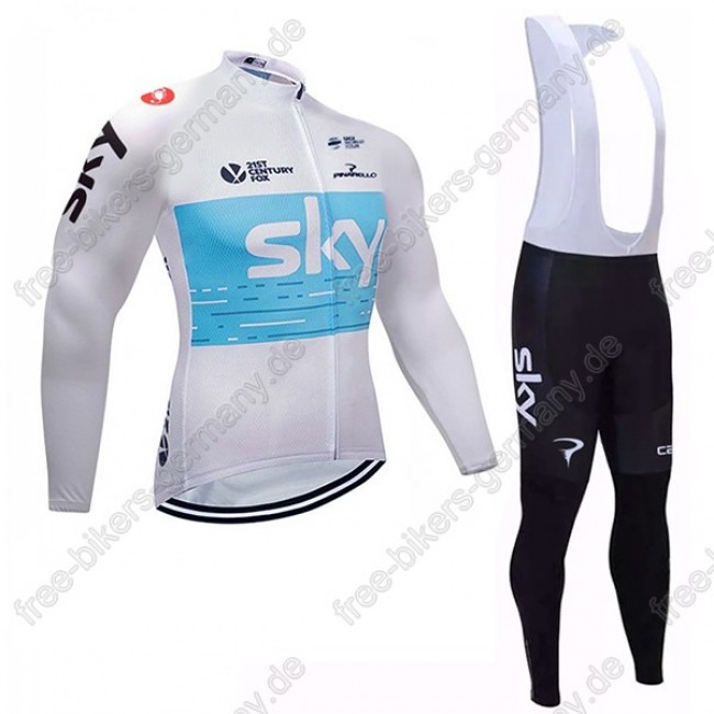 Sky Weiß blau Fahrradbekleidung Trikot Langarm+Lang Trägerh Radtrikot Kaufen Sky Weiß blau Fahrradbekleidung Trikot Langarm+Lang Trägerh Radtrikot Kaufen