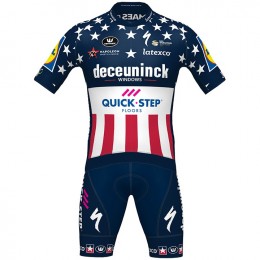 Fahrradbekleidung Radsport 2020 DECEUNINCK QUICK-STEP USA Zeitfahrmeister Radbekleidung Satz Trikot Kurzarm+Fahrradhos Radtrikot Kaufen