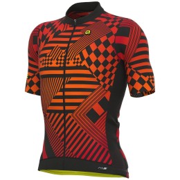 ALE CHECKER Radtrikot kurzarm schwarz/rot