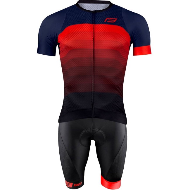 ASCENT Radsport-Set (Radtrikot langer RV+Trägerhose) blau/rot/schwarz ASCENT Radsport-Set (Radtrikot langer RV+Trägerhose) blau/rot/schwarz