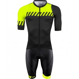 FASHION Radsport-Set (Radtrikot langer RV+Trägerhose) neongelb/schwarz