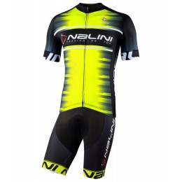 Radsport-Set (Radtrikot BORGO+Trägerhose VILLAGGIO) schwarz/neongelb