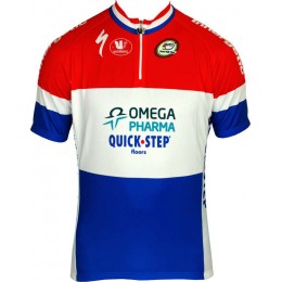 OMEGA PHARMA-QUICKSTEP Holländischer Meister 2013 Radsport-Profi-Team-Kurzarmtrikot mit kurzem Reißverschluss