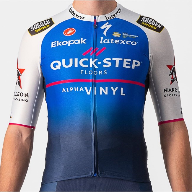 Quick Step-Alpha Vinyl 2022 Aero Race 6.1 Radtrikot kurzarm (langer RV)-Radsport-Profi-Team Quick Step-Alpha Vinyl 2022 Aero Race 6.1 Radtrikot kurzarm (langer RV)-Radsport-Profi-Team