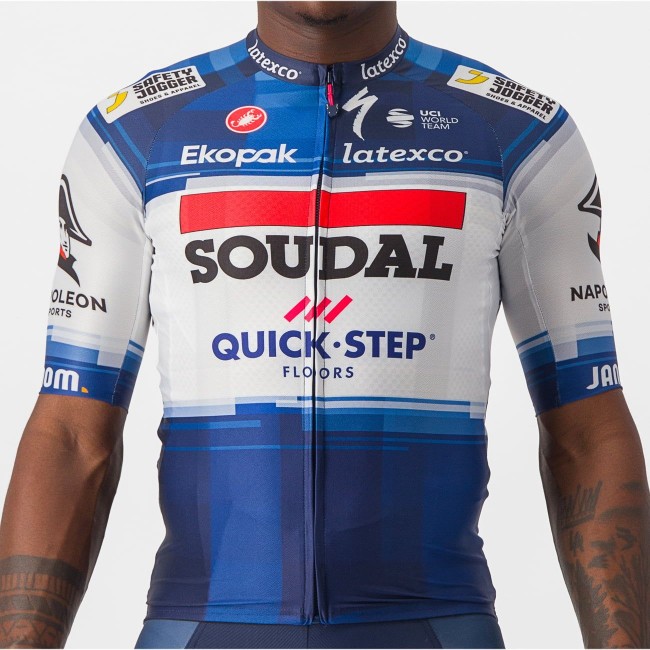 Soudal Quick-Step 2023 Aero Race 6.1 Radtrikot kurzarm-Radsport-Profi-Team Soudal Quick-Step 2023 Aero Race 6.1 Radtrikot kurzarm-Radsport-Profi-Team