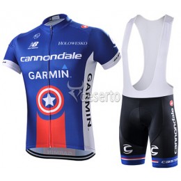 2015 Garmin Cannondale Fahrradbekleidung Satz Fahrradtrikot Kurzarm Trikot und Kurz Trägerhose Blau Radtrikot Kaufen