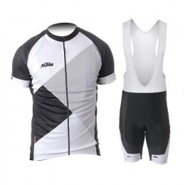 2015 KTM Fahrradbekleidung Satz Fahrradtrikot Kurzarm Trikot und Kurz Trägerhose schwarz Weiß Radtrikot Kaufen