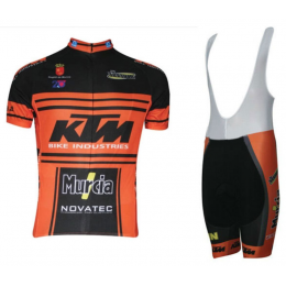 2015 KTM Fahrradbekleidung Satz Fahrradtrikot Kurzarm Trikot und Kurz Trägerhose Schwarz orange Radtrikot Kaufen