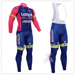 2015 Lampre Fahrradbekleidung Radtrikot Satz Langarm und Lange Trägerhose Radtrikot Kaufen