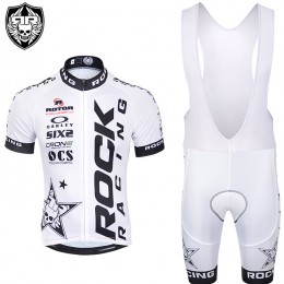 2015 Rock Racing Weiß Fahrradbekleidung Satz Fahrradtrikot Kurzarm Trikot und Kurz Trägerhose Radtrikot Kaufen