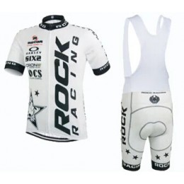 2015 Rock Racing Weiß Fahrradbekleidung Satz Fahrradtrikot Kurzarm Trikot und Kurz Trägerhose Radtrikot Kaufen