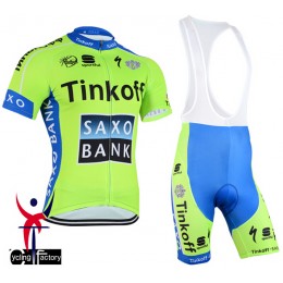 2015 Saxo Bank Tinkoff Fahrradbekleidung Satz Fahrradtrikot Kurzarm Trikot und Kurz Trägerhose Fluorescence Radtrikot Kaufen