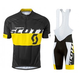 2015 Proteam Scott Schwarz-Gelb Fahrradbekleidung Satz Fahrradtrikot Kurzarm Trikot und Kurz Trägerhose Radtrikot Kaufen