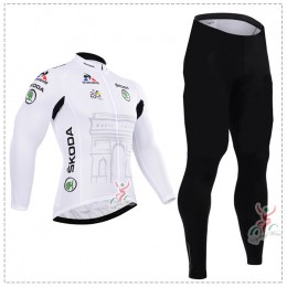 2015 Tour de France Blanc Fahrradbekleidung Radtrikot Satz Langarm und Lange Fahrradhose Radtrikot Kaufen
