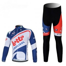 Lotto Belisol Radbekleidung Satz Fahrradtrikot Langarm und Lang Radhose Weiß Blau Radtrikot Kaufen