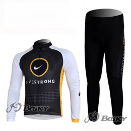 Livestrong Radbekleidung Satz Fahrradtrikot Langarm und Lang Radhose Schwarz Weiß Radtrikot Kaufen