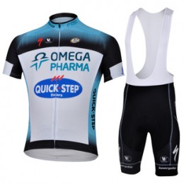 2013 Omega Pharma Quick Step Radbekleidung Satz Radtrikot Kurzarm und Kurz Trägerhose Weiß Schwarz Radtrikot Kaufen