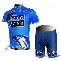 2012 Saxo Bank Radbekleidung Radtrikot Kurzarm und Fahrradhosen Kurz Blau Radtrikot Kaufen