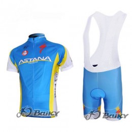Astana Pro Team Radtrikot Kurzarm Kurz Trägerhose Kits Blau Radtrikot Kaufen