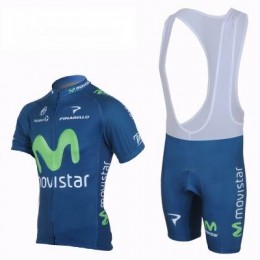 2013 Movistar Team Fahrradbekleidung Satz Fahrradtrikot Kurzarm Trikot und Kurz Trägerhose Blau Radtrikot Kaufen