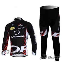 Orbea Pro Team Fahrradbekleidung Radtrikot Satz Langarm und Lange Fahrradhose Schwarz Rot Radtrikot Kaufen