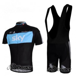 SKY Pro Team Fahrradbekleidung Satz Fahrradtrikot Kurzarm Trikot und Kurz Trägerhose Schwarz Blau Radtrikot Kaufen