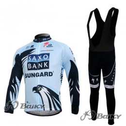 Saxo Bank Sungard Pro Team Fahrradbekleidung Radtrikot Satz Langarm und Lange Trägerhose Weiß Schwarz Radtrikot Kaufen