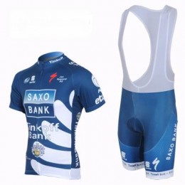 2013 Saxo Bank Tinkoff Pro Team Fahrradbekleidung Satz Fahrradtrikot Kurzarm Trikot und Kurz Trägerhose Blau Radtrikot Kaufen