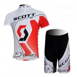 Scott Racing Team Radbekleidung Radtrikot Kurzarm und Fahrradhosen Kurz Weiß Rot Radtrikot Kaufen