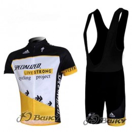 Specialized Livestrong Fahrradbekleidung Satz Fahrradtrikot Kurzarm Trikot und Kurz Trägerhose Weiß Gelb Radtrikot Kaufen