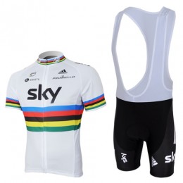 2013 Team Sky UCI Fahrradbekleidung Satz Fahrradtrikot Kurzarm Trikot und Kurz Trägerhose Weiß Schwarz Radtrikot Kaufen