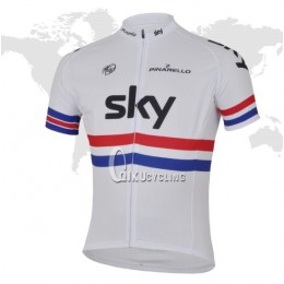 2013 Team Sky Radtrikot Kurzarm Weiß Rot Blau Radtrikot Kaufen