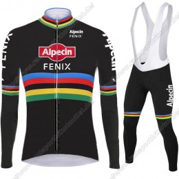 Profiteams 2021 Alpecin Fenix World Champion Schwarz Radsport Fahrradbekleidung Trikot Langarm+Lang Trägerho Radtrikot Kaufen
