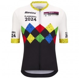 Herren Santini UCI Gravel Weltmeisterschaft trikot Flandern 2024-Schwarz Radtrikot Kaufen