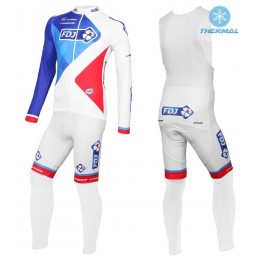 2016 Team FDJ Weiß thermisch Fahrradbekleidung Satz Radtrikot Langarm+Lang Trägerhose Radtrikot Kaufen