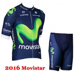 2016 Movistar Radbekleidung Radtrikot Kurzarm und Fahrradhosen Kurz Radtrikot Kaufen