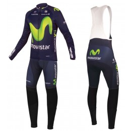 2016 Movistar Team Fahrradbekleidung Satz Radtrikot Langarm+Lang Trägerhose Radtrikot Kaufen