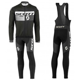 2016 Scott RC Schwarz-Grau Fahrradbekleidung Satz Radtrikot Langarm+Lang Trägerhose Radtrikot Kaufen