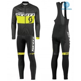 2016 Scott Team Schwarz-Gelb thermisch Fahrradbekleidung Satz Radtrikot Langarm+Lang Trägerhose Radtrikot Kaufen
