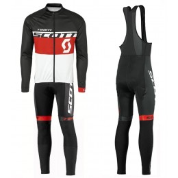 2016 Scott Team Schwarz-Rot-Weiß Fahrradbekleidung Satz Radtrikot Langarm+Lang Trägerhose Radtrikot Kaufen
