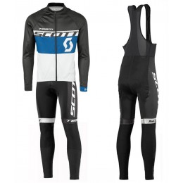 2016 Scott Team Schwarz-Blau-Weiß Fahrradbekleidung Satz Radtrikot Langarm+Lang Trägerhose Radtrikot Kaufen