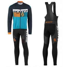 2016 Scott RC Schwarz-Gelb-Blau Fahrradbekleidung Satz Radtrikot Langarm+Lang Trägerhose Radtrikot Kaufen