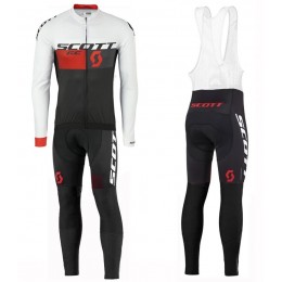 2016 Scott RC Weiß-Schwarz-Rot Fahrradbekleidung Satz Radtrikot Langarm+Lang Trägerhose Radtrikot Kaufen