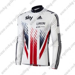 2016 Team SKY British Winter Fahrradtrikot Langarm Weiß Rot Blau Radtrikot Kaufen