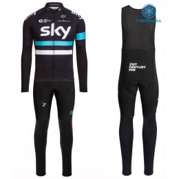 2016 Team Sky Pro Schwarz thermisch Fahrradbekleidung Satz Radtrikot Langarm+Lang Trägerhose Radtrikot Kaufen