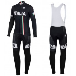 2016 Sportful Italy IT Schwarz Fahrradbekleidung Satz Radtrikot Langarm+Lang Trägerhose Radtrikot Kaufen