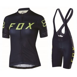 2017 Team FOX Damen Schwarz Gelb Fahrradbekleidung Satz Radtrikot Kurzarm+Kurz Trägerhose Radtrikot Kaufen